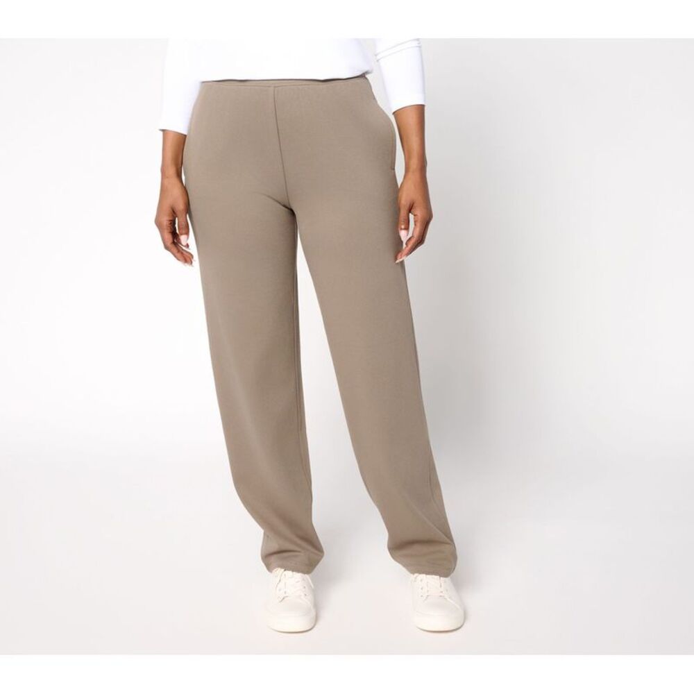 Denim & Co. Women's Petite Pants 3XP Knit Twill Straight Leg Brown A702917